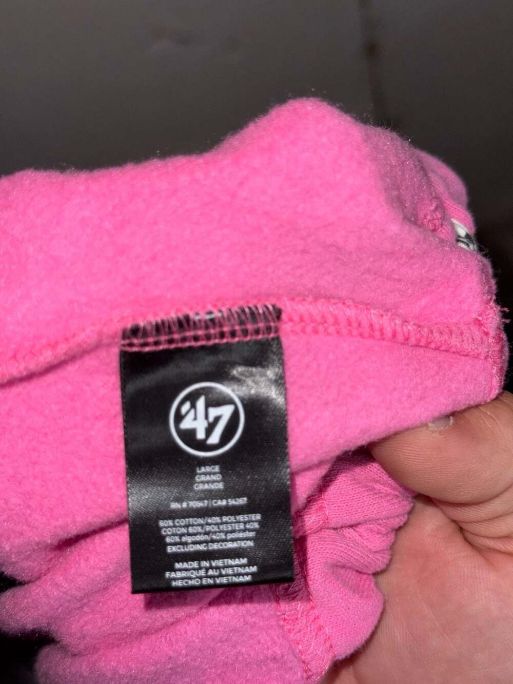 '47 Brand Miami Heat NBA Pink Acid Wash Cropped Pullover Hoodie Sz Large - Picture 8 of 8